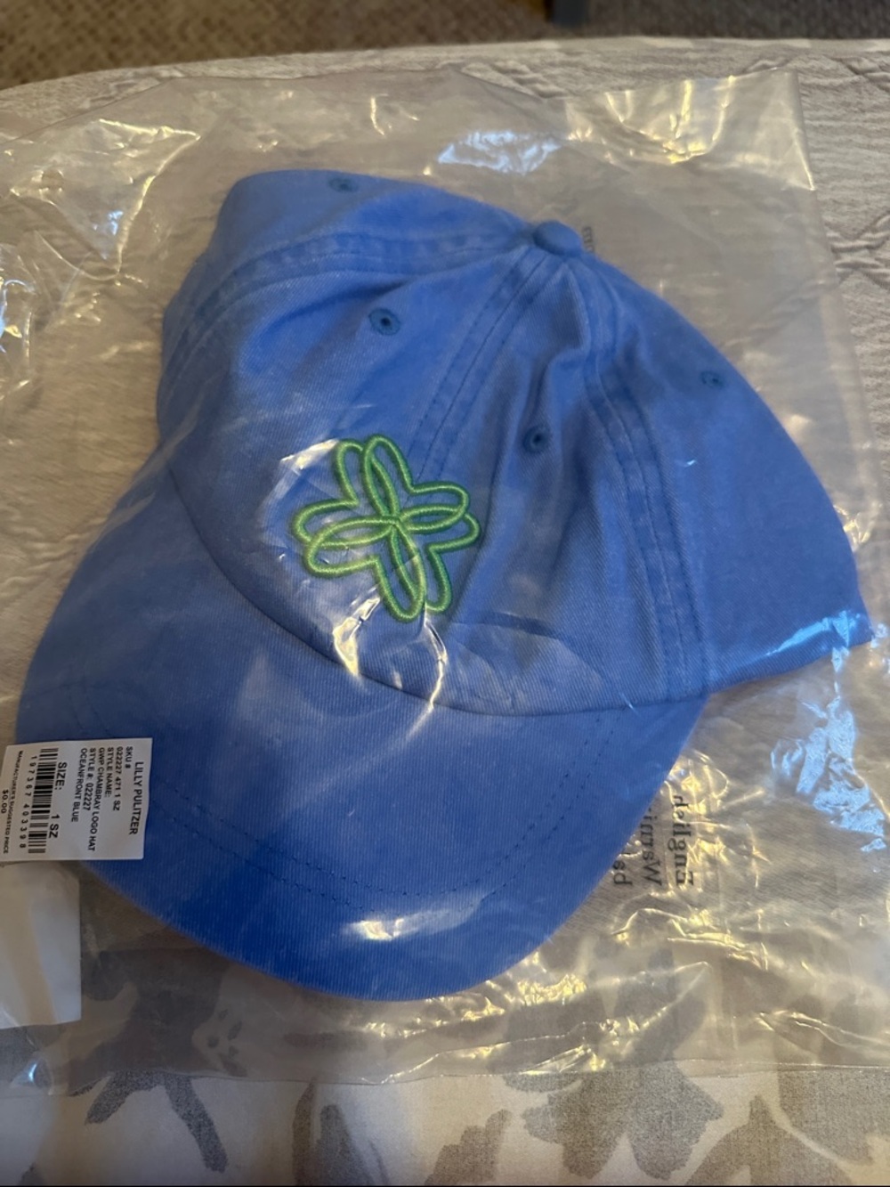 Lilly Pulitzer Periwinkle Blue Cap with Neon Green Logo